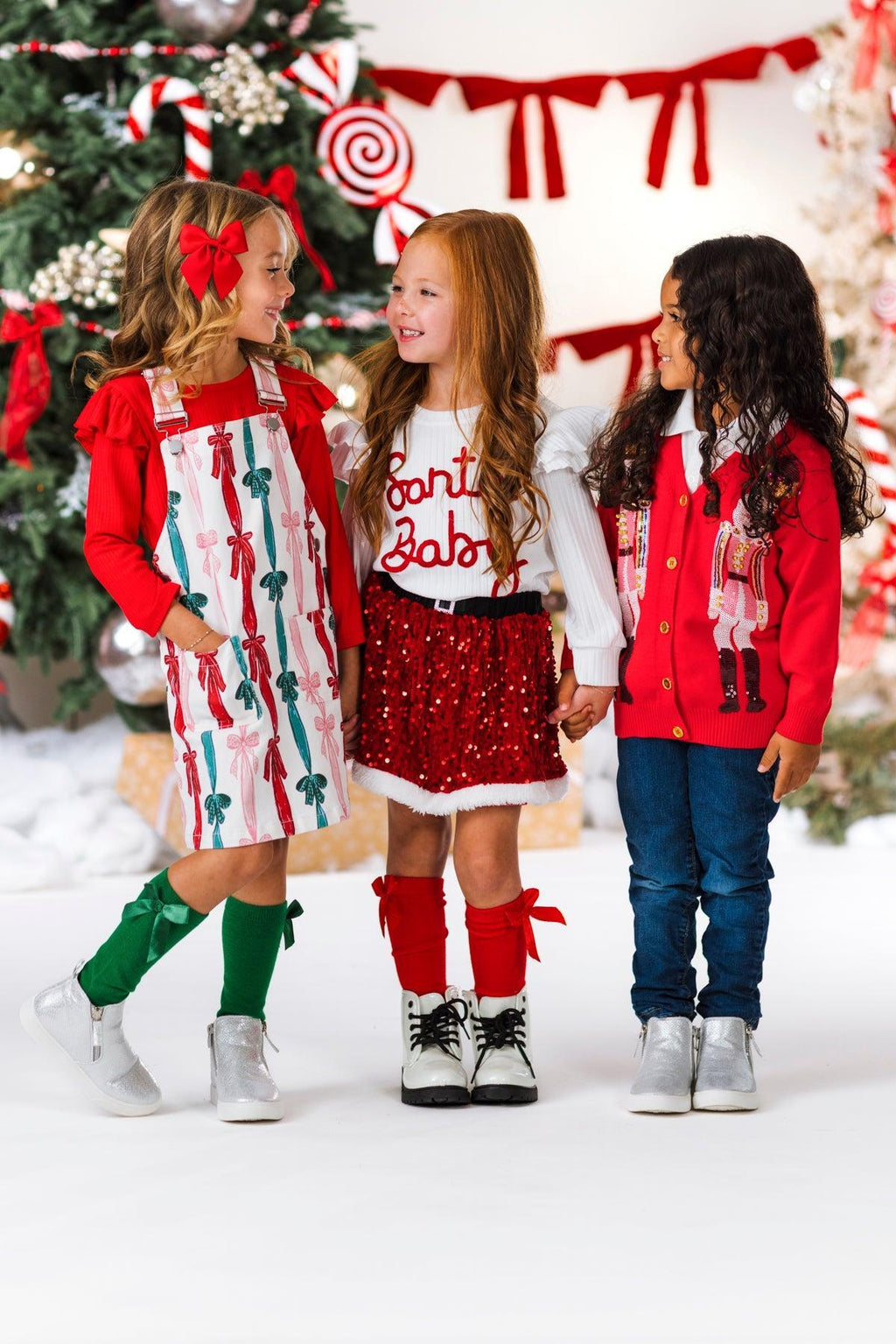 "Santa Baby" Red Velvet Sequin Skirt Set