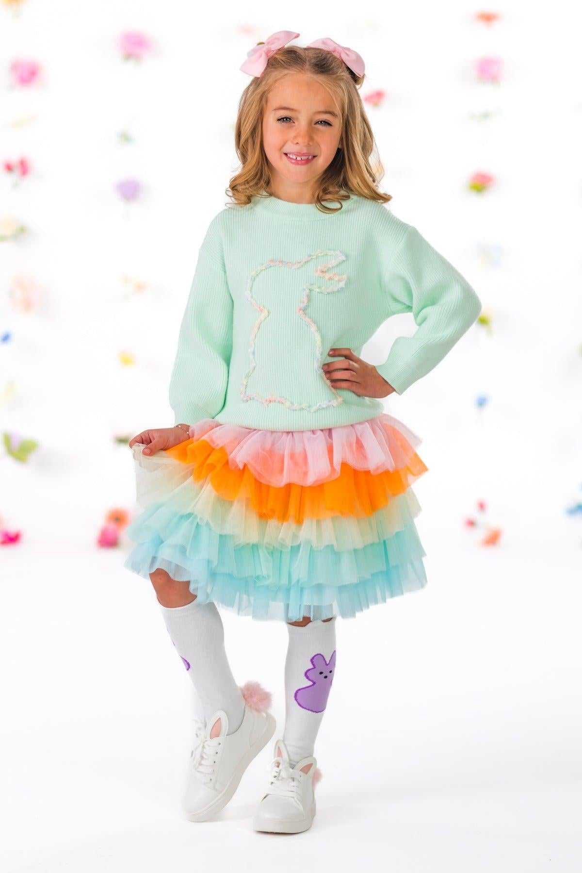 Mint Knit Bunny Tutu Skirt Set