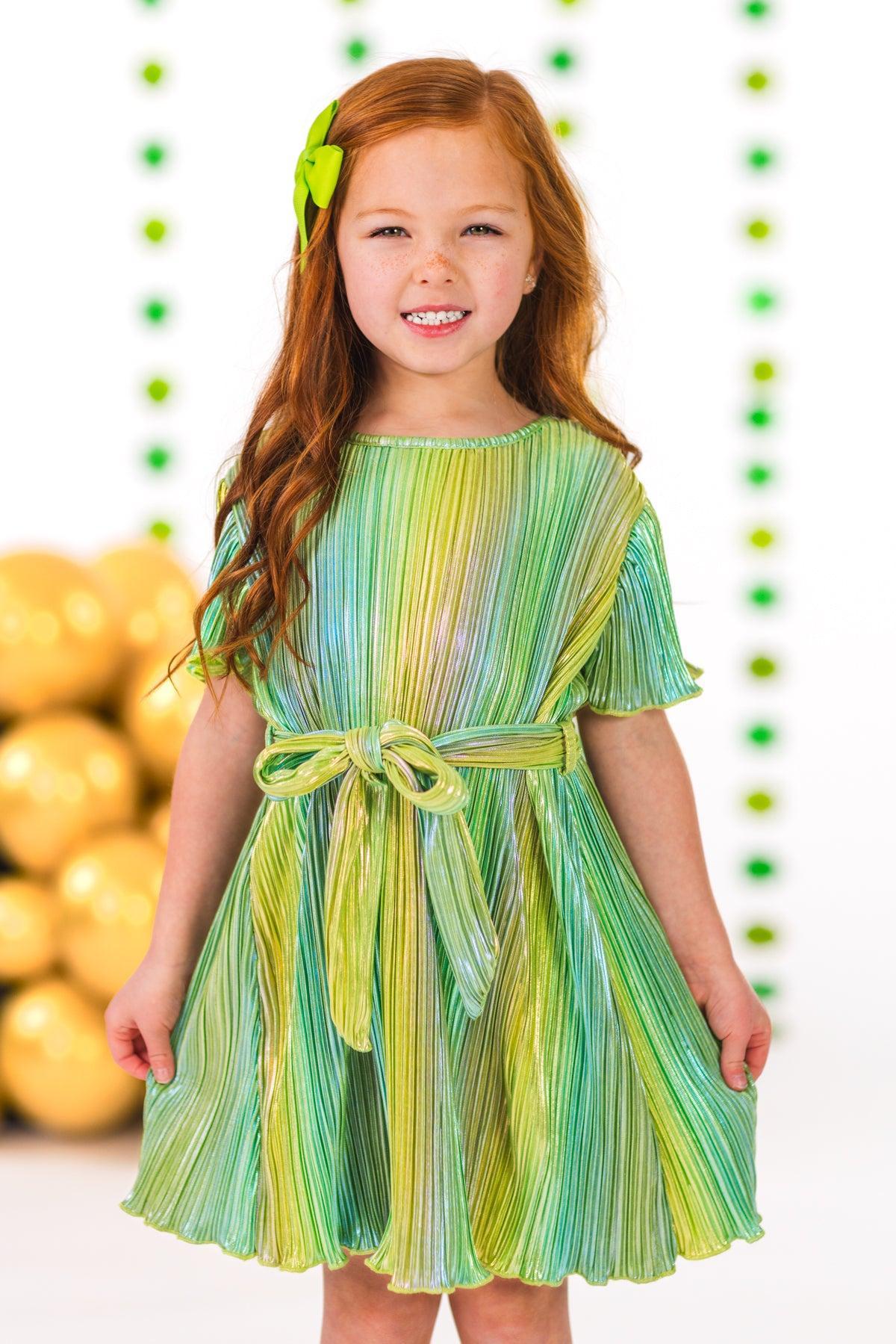 Green Metallic Glitter Dress