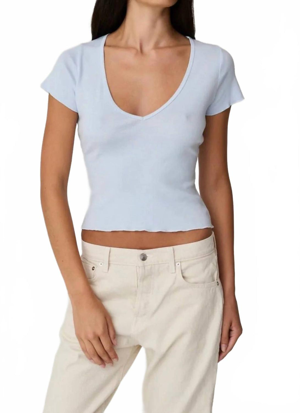 Vicky V-Neck Tee In Ice Blue