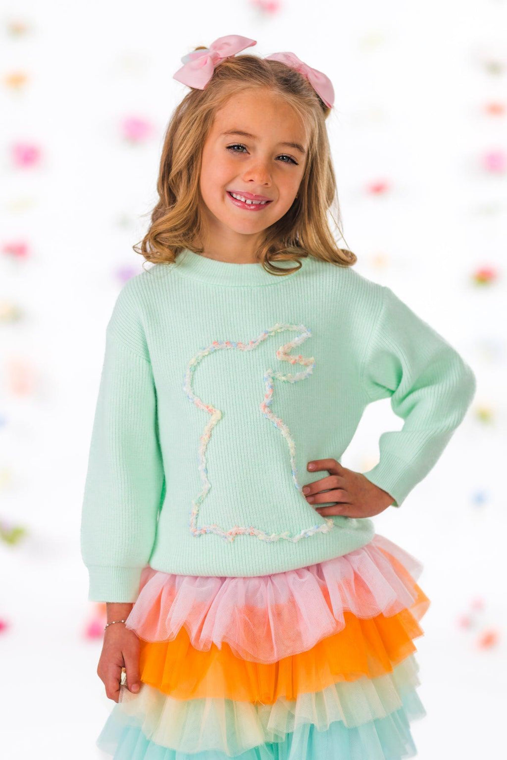 Mint Knit Bunny Tutu Skirt Set