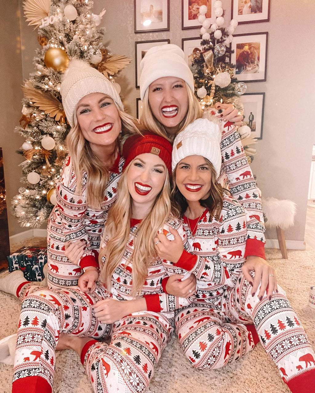Cute Christmas Tree and Bear Matching Family Christmas Pajamas