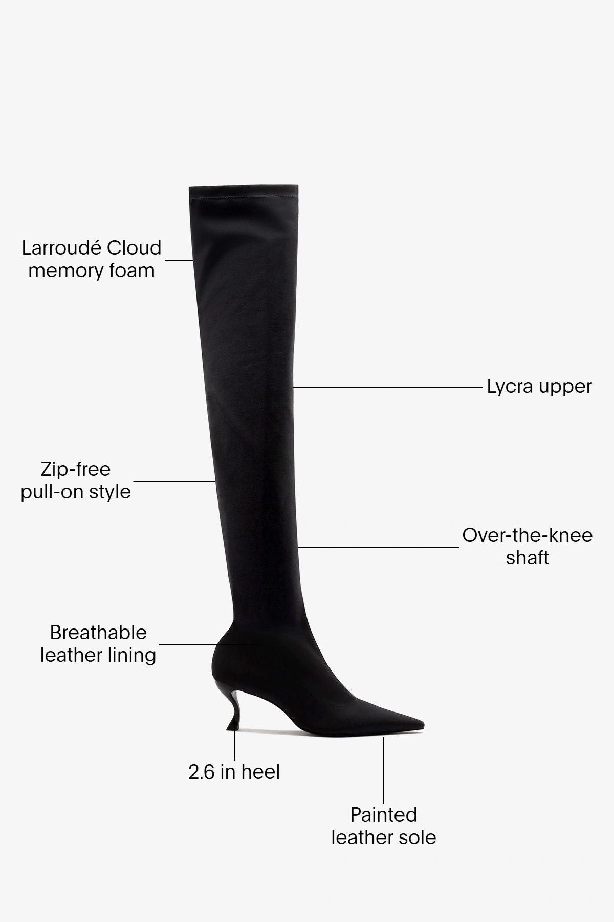 Larroudé by Nicolò B.: Anastasia Low Boot Black Lycra