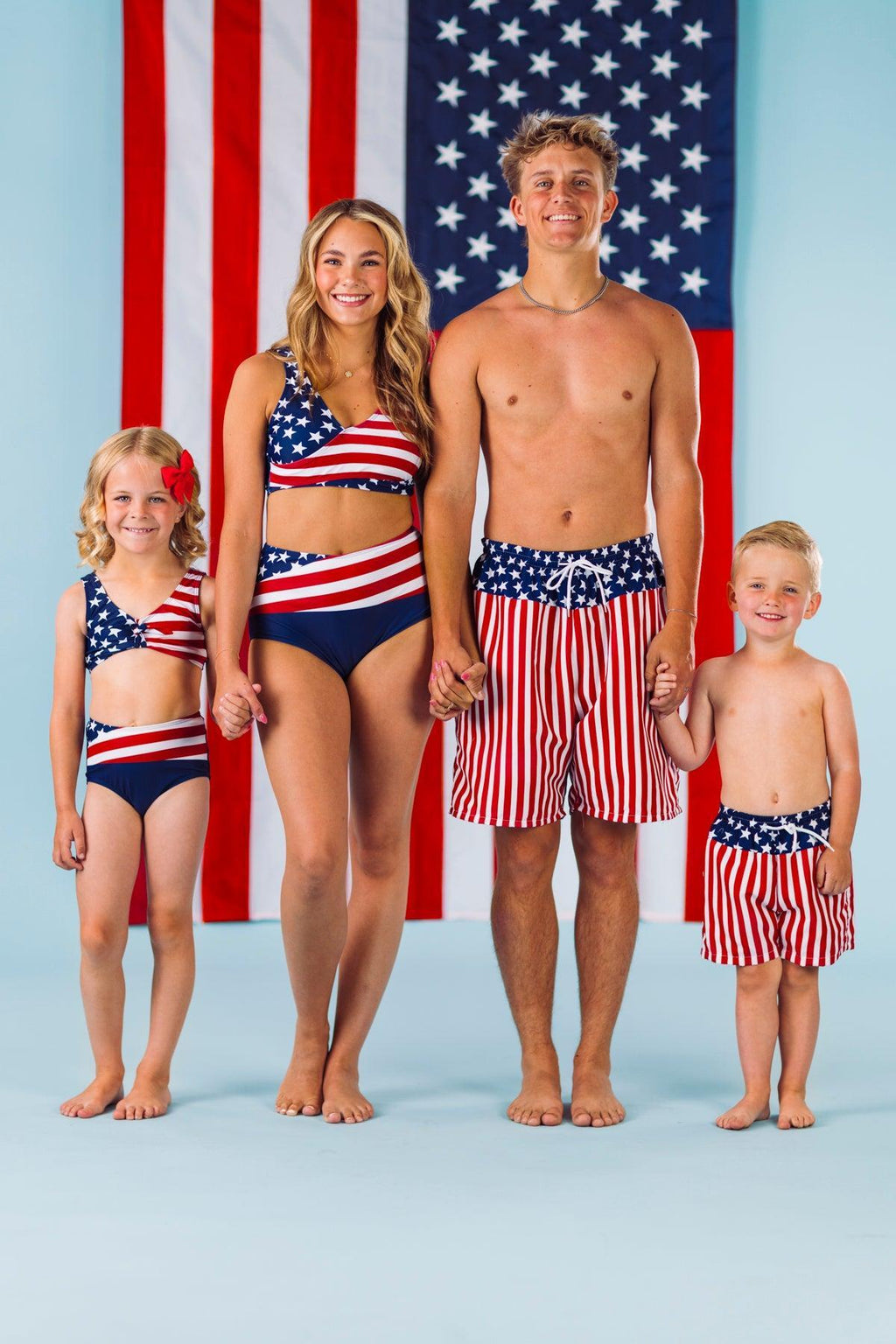 Abstract American Flag Family Swimsuits