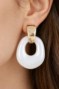 Polished Stone Hoop Drop Earrings