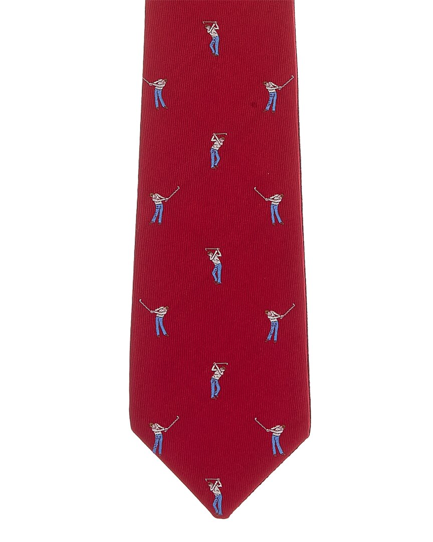 Canali Red Golfers/Solid Reversible Silk Tie