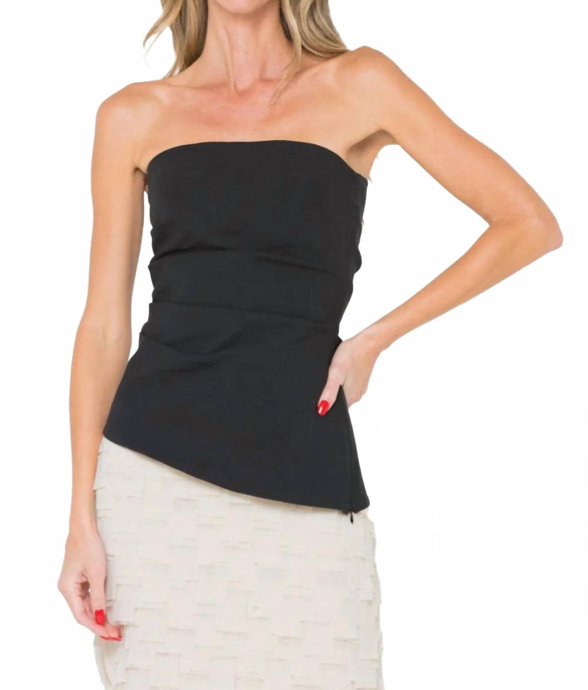 Royce Strapless Straight Neckline Top In Black-Violet