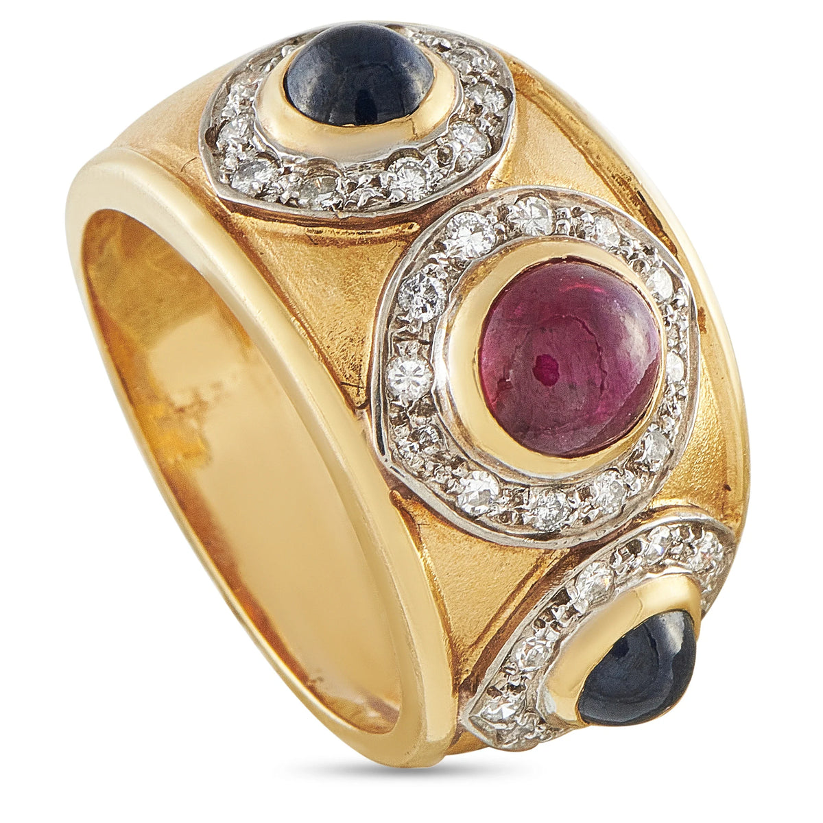 LB Exclusive 14K Yellow Gold 0.32ct Diamond, Ruby, and Sapphire Ring MF01-070826