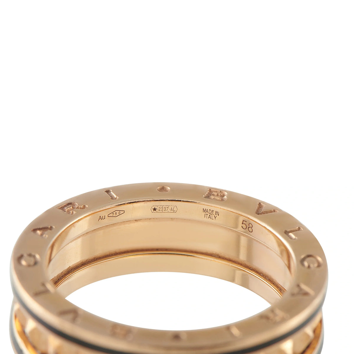 Bvlgari B.zero1 18K Rose Gold Ceramic Ring BV15-090226