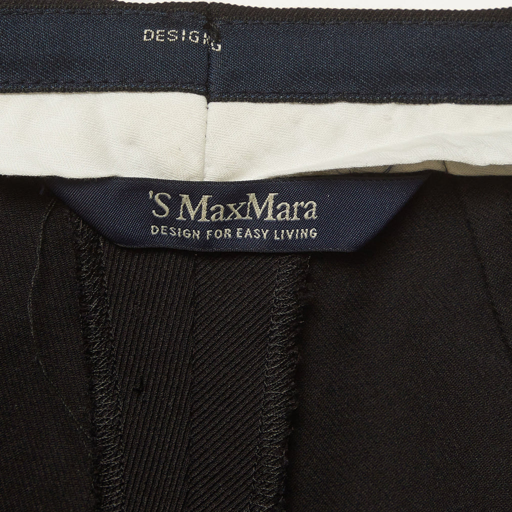 S'max Mara Black Stretch Gabardine Boot Cut Trousers