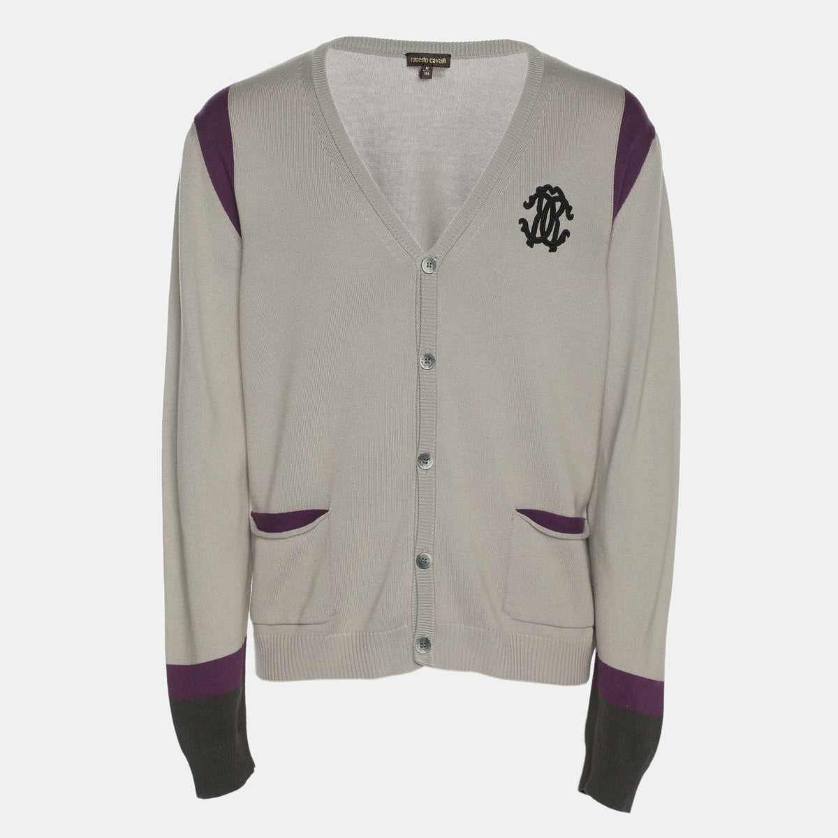 Roberto Cavalli Tri Color Rib Knit Cardigan