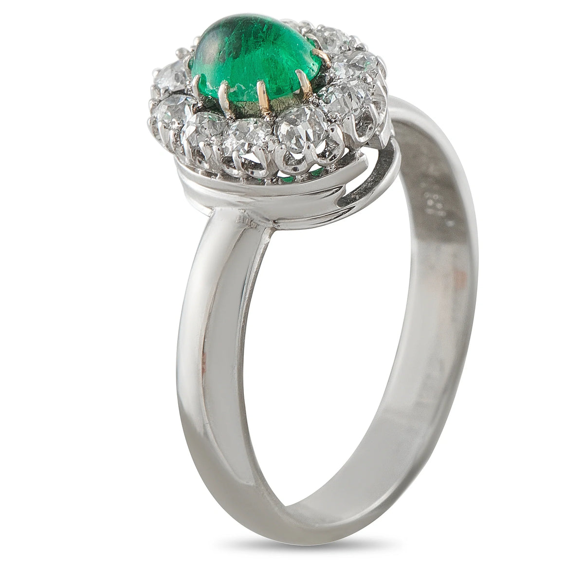LB Exclusive 18K White Gold 0.35ct Diamond and Emerald Ring MGF23-070226