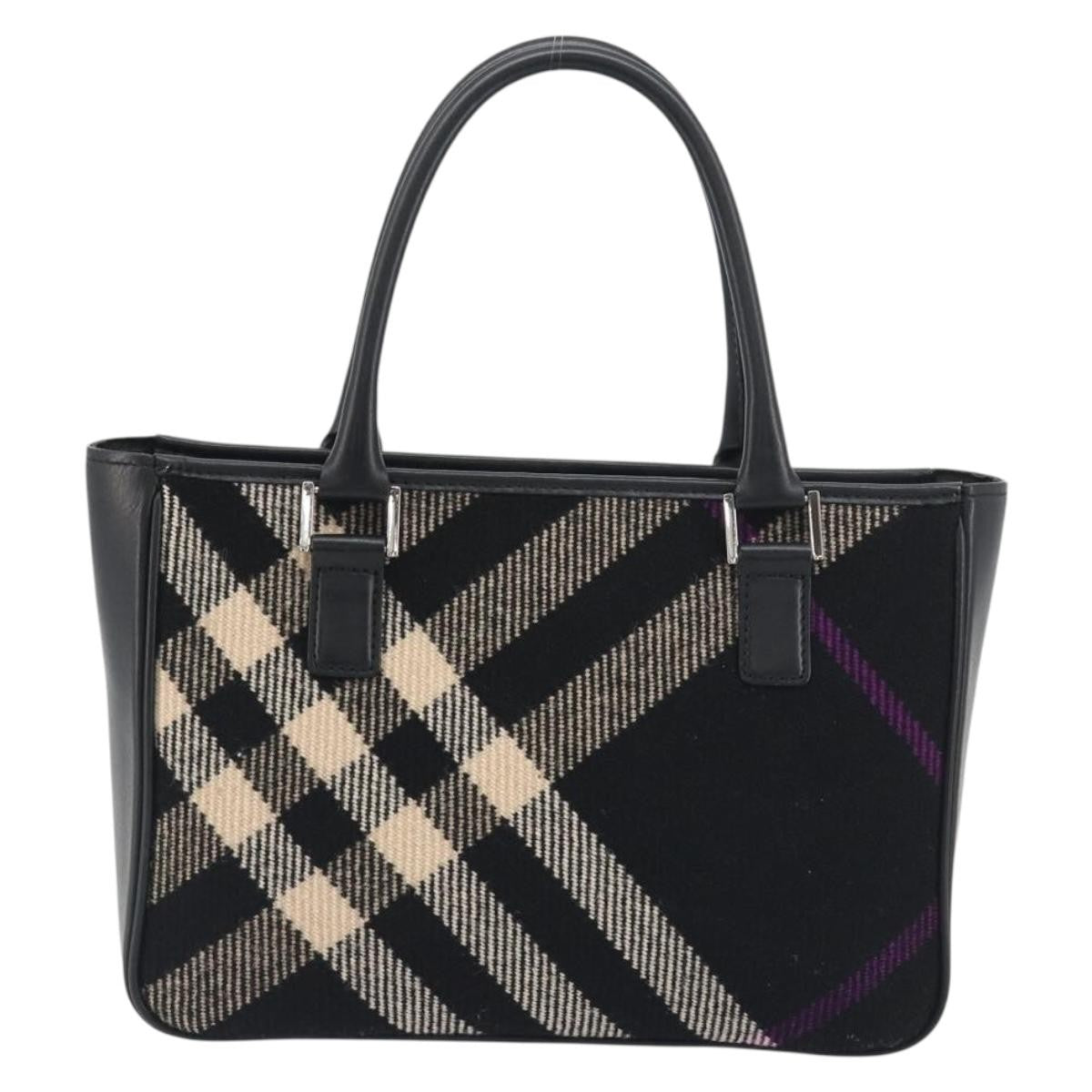 Burberry Nova Check Wool Wool Handbag (Pre-Owned)