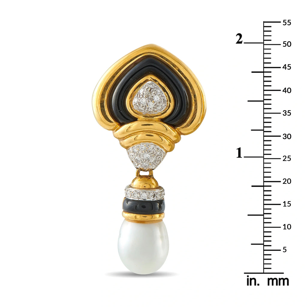 LB Exclusive 18K Yellow Gold 0.60ct Diamond and Pearl Drop Earrings MF18-070126