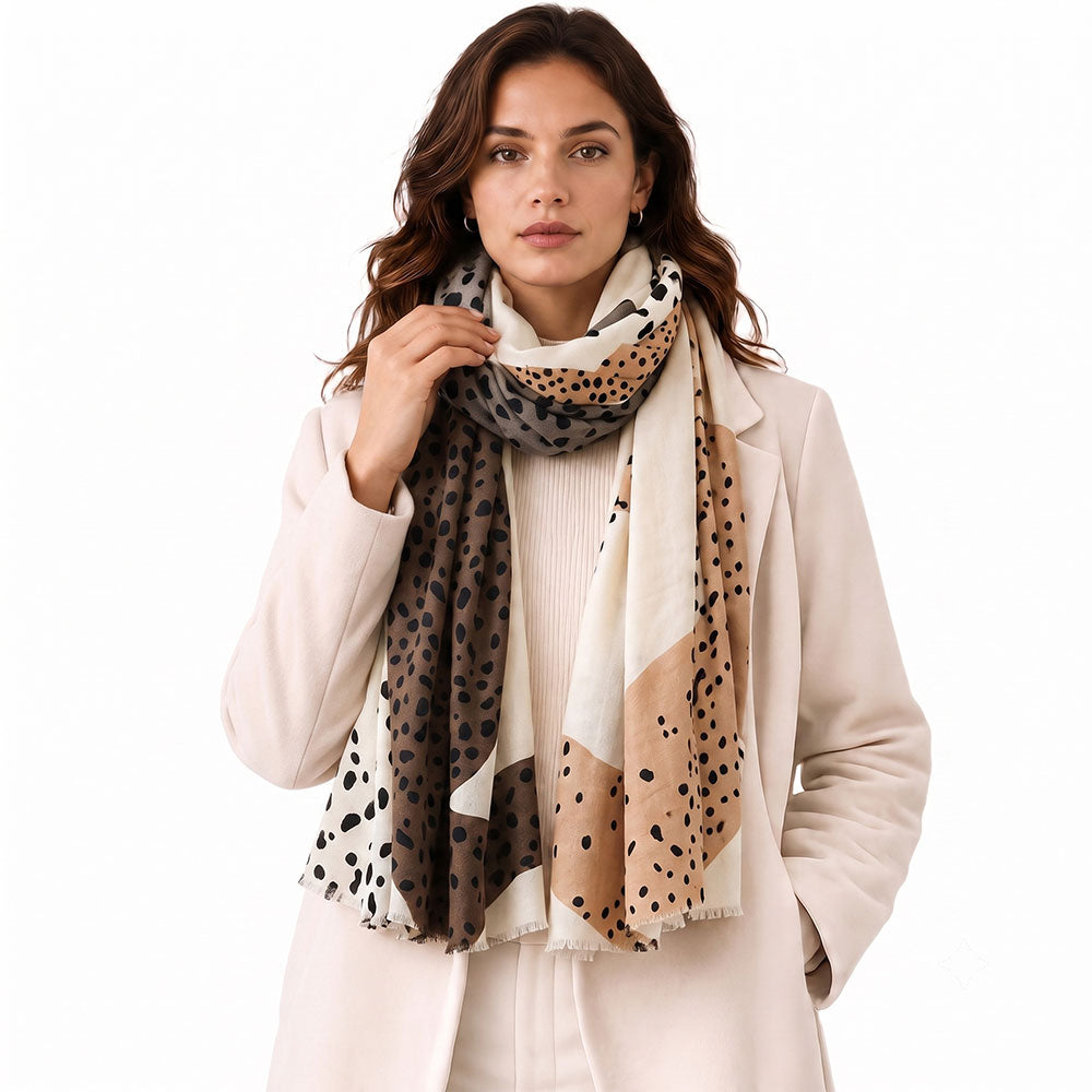 Oversized Abstract Animal Pattern Patchwork Print Wrap Scarf