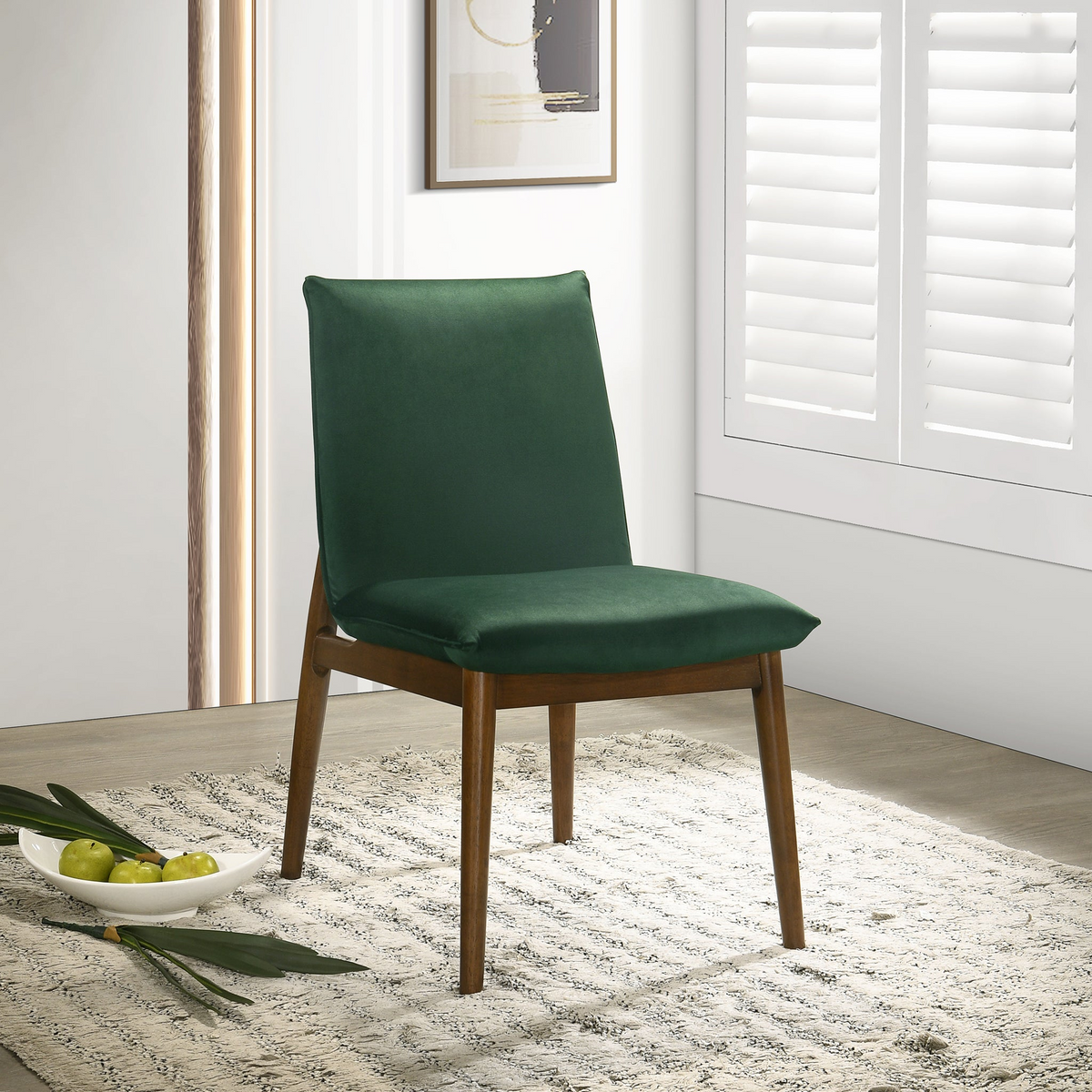 Contemporary Velvet Kitchen Chairs with Wooden Legs