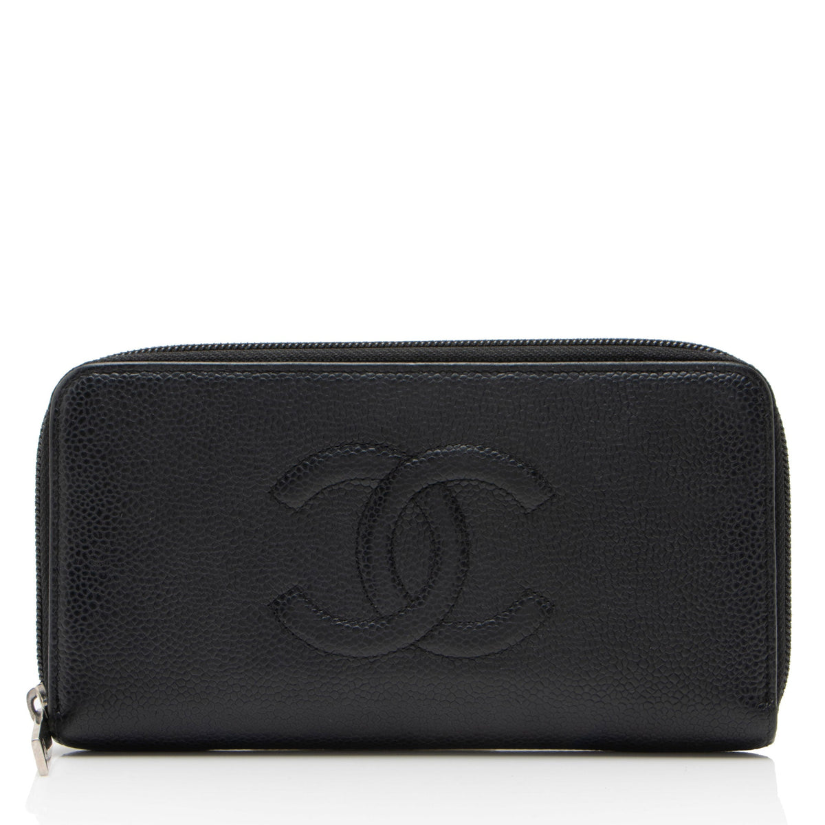Chanel Caviar Leather Timeless Zip Around Wallet
