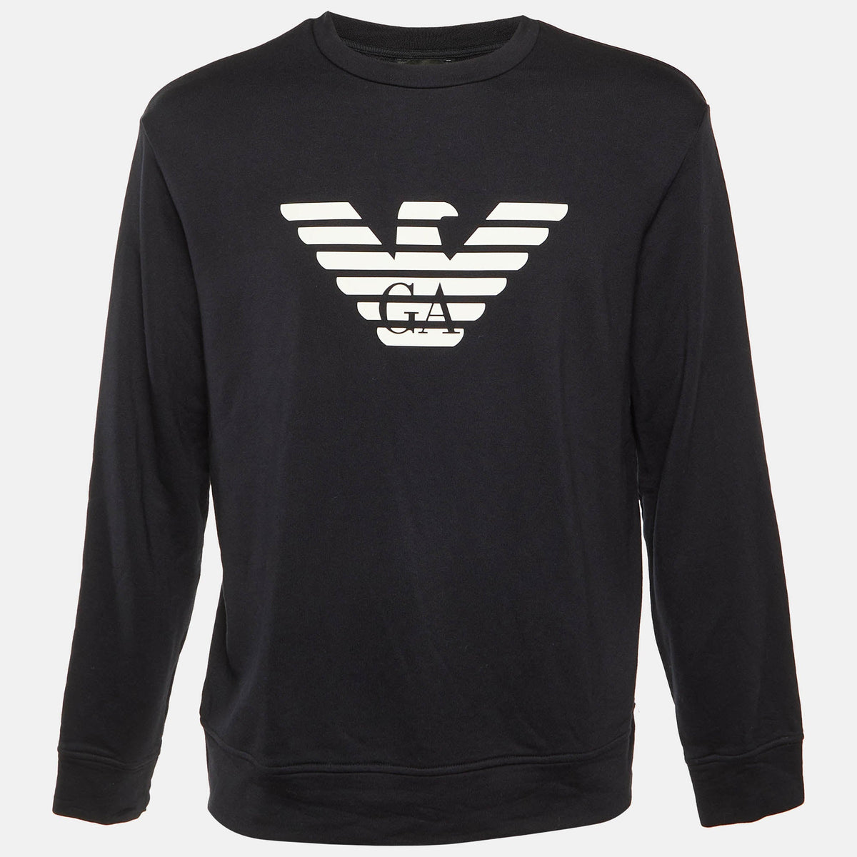 Emporio Armani Black Logo Detail Modal & Cotton Knit Sweatshirt