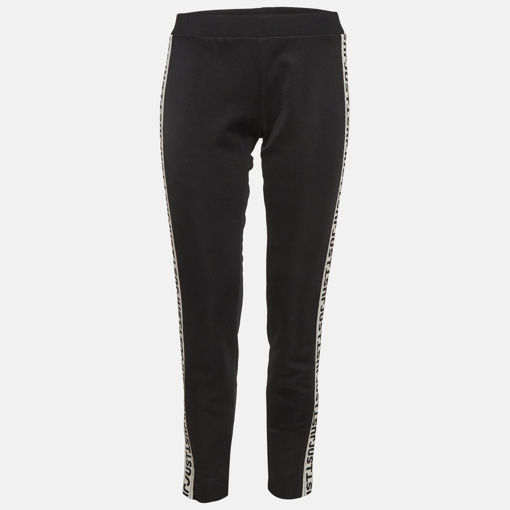 Just Cavalli Black Knit Logo Tape Detail Pants