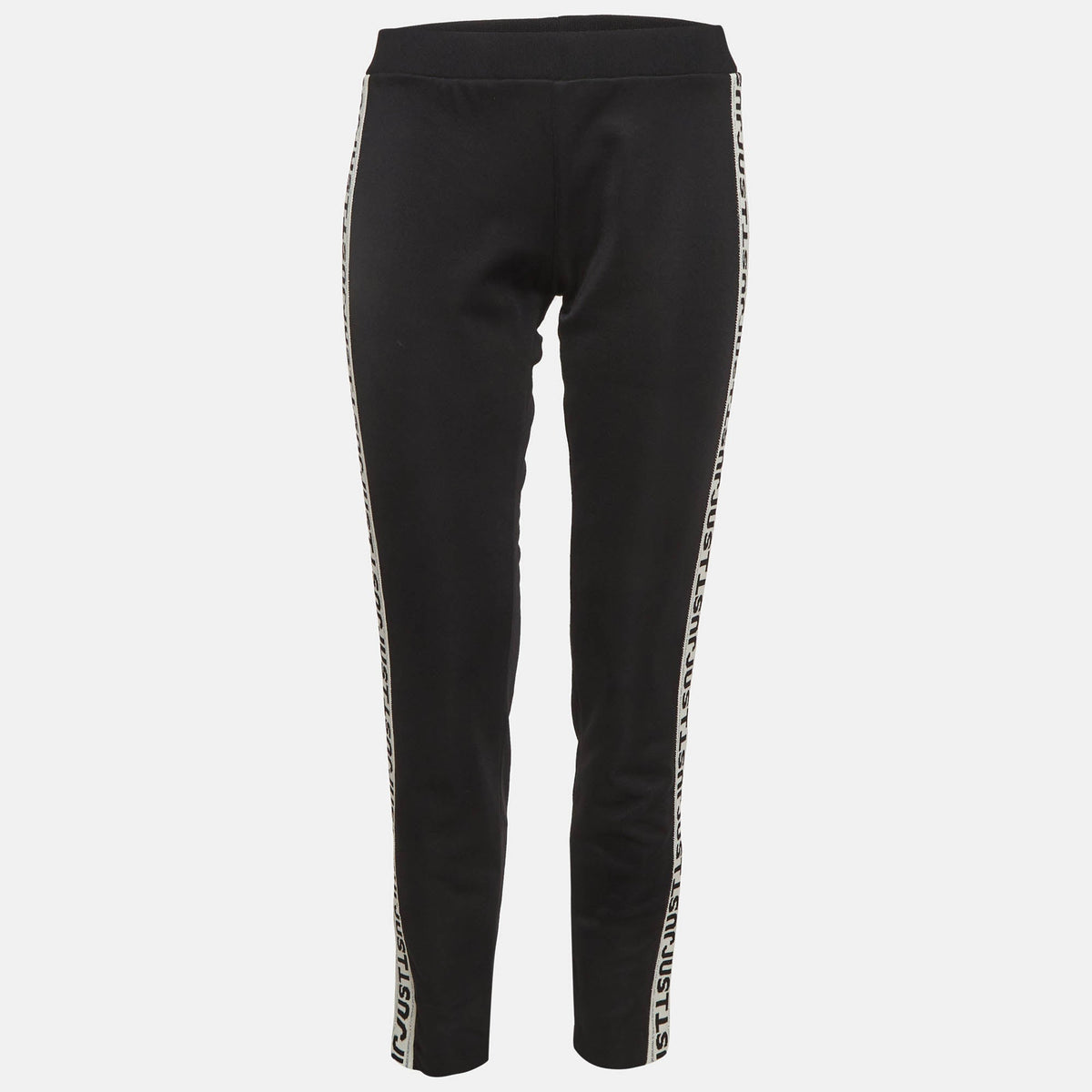 Just Cavalli Black Knit Logo Tape Detail Pants