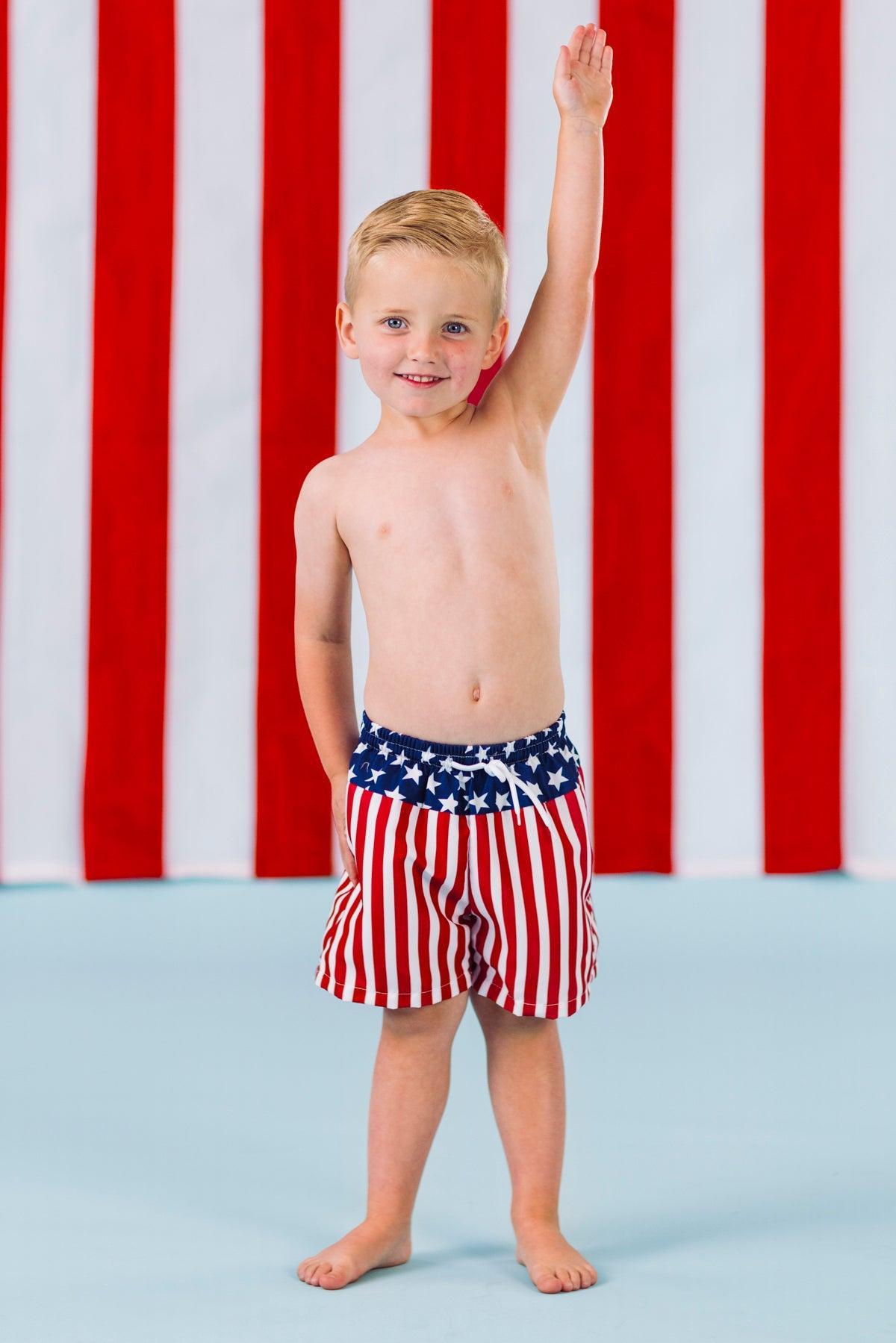 Abstract American Flag Family Swimsuits