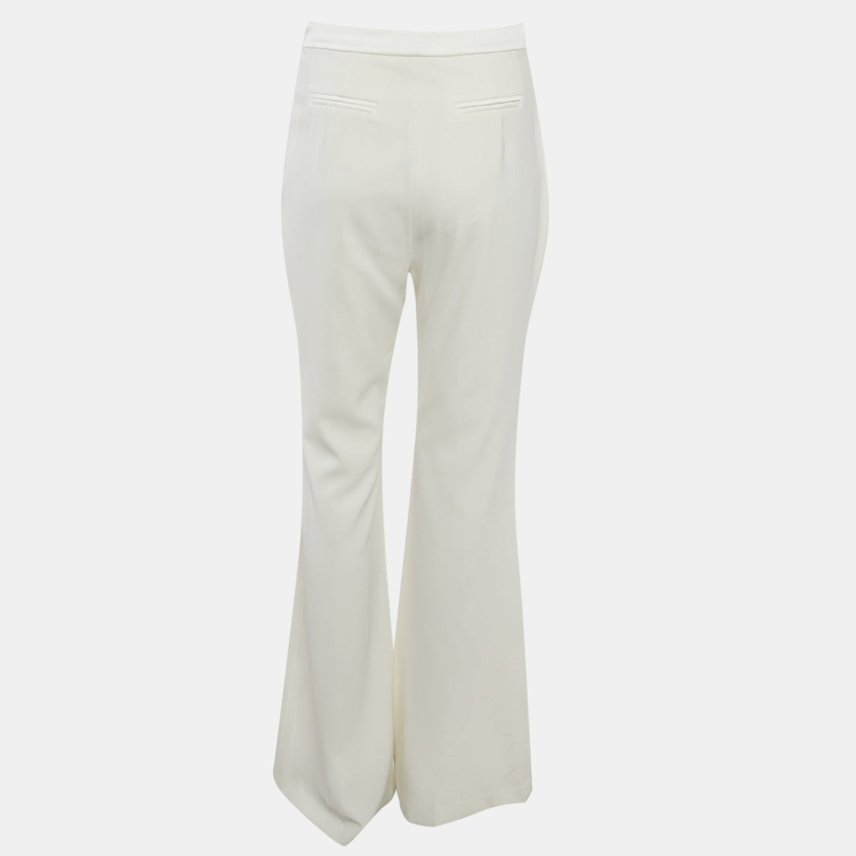 Nadine Merabi White Sateen High Rise Trousers