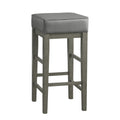 Transitional Pub Stools with Faux Leather Upholstery Set of 2