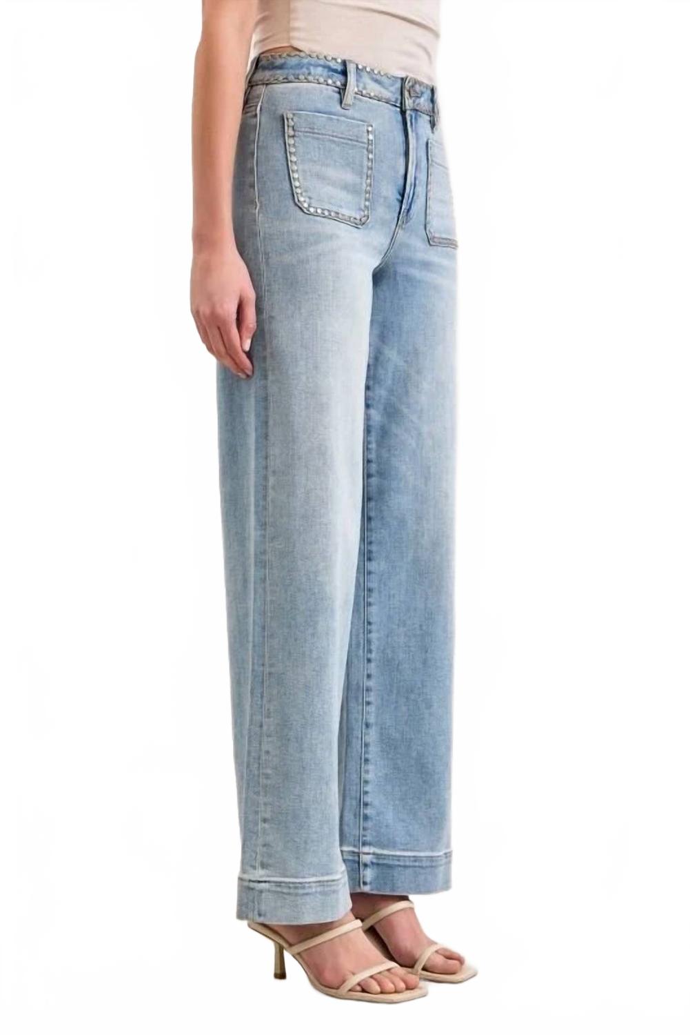 Studded Nori Wide Leg Jeans In Blue