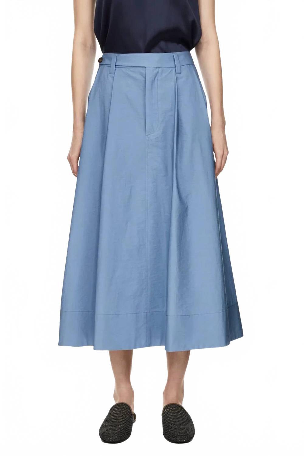Midi Skirt With Monili Beads In Light Blue