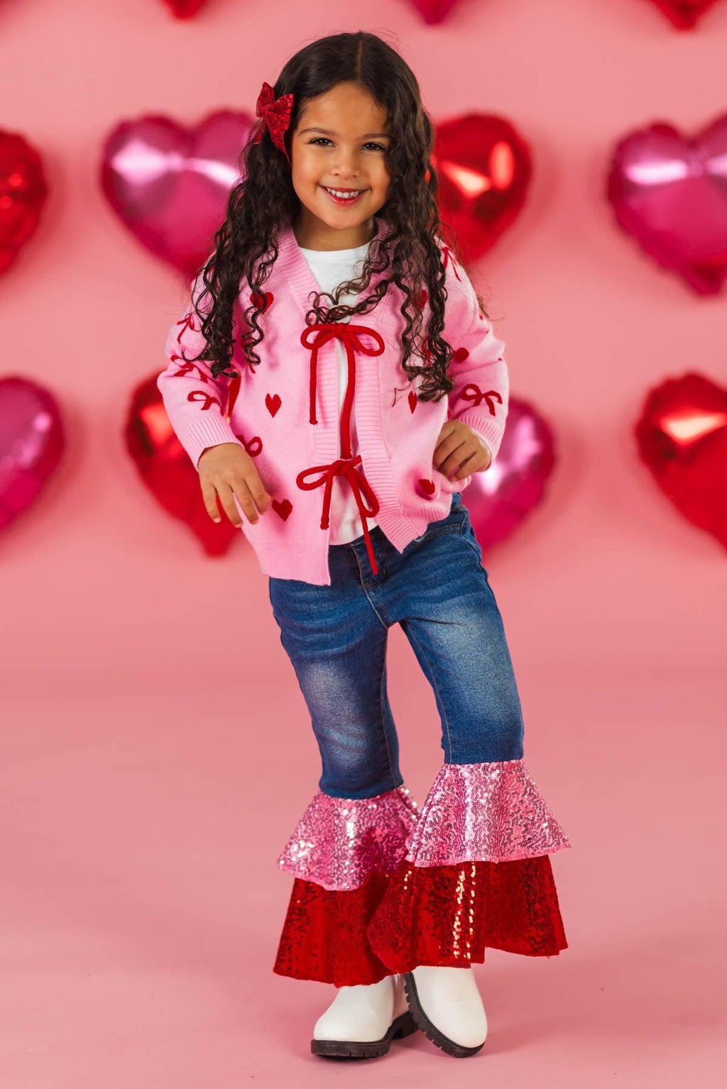 Mom & Me - Pink Heart & Bow Sweater Cardigan