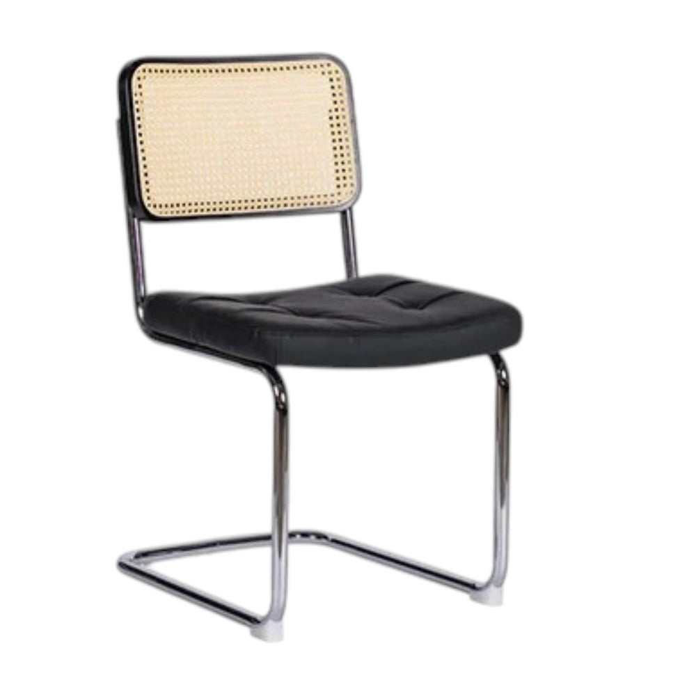 Contemporary Upholstered Chairs with Rattan Detailing