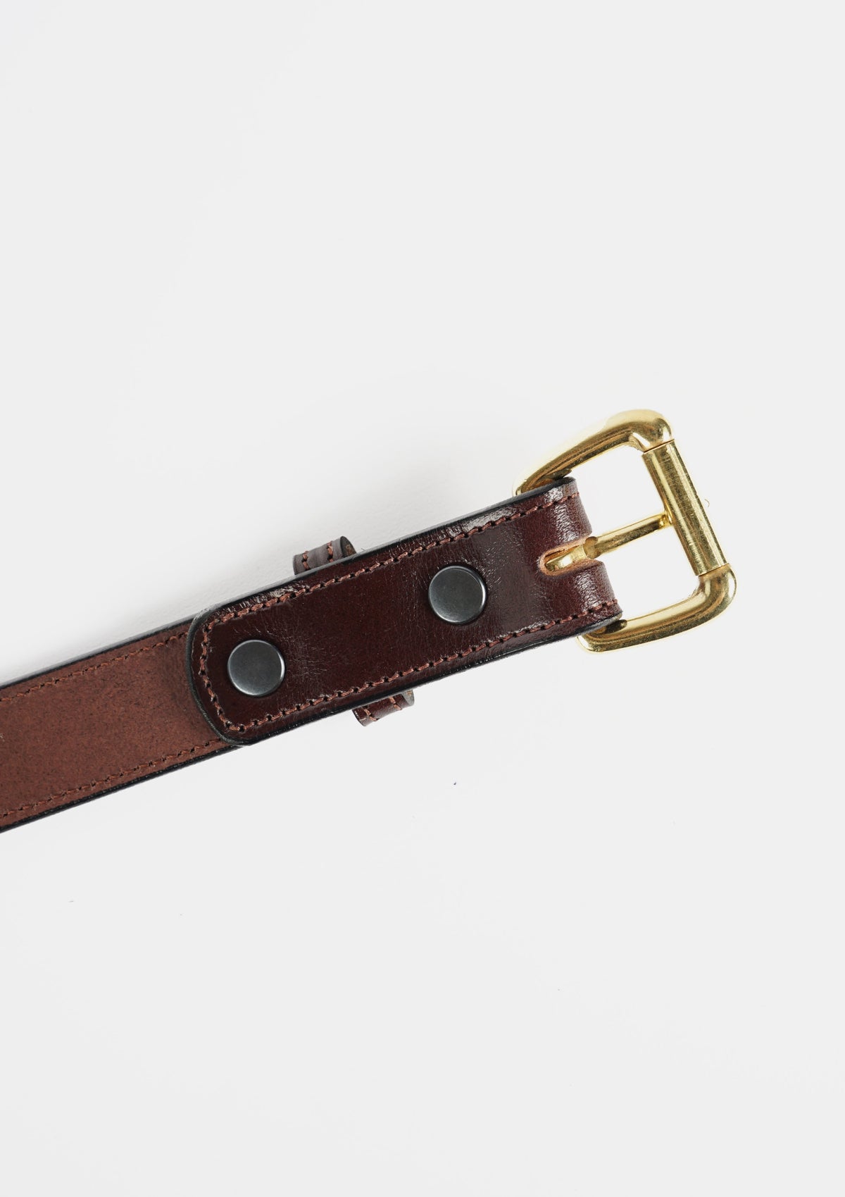 Stitched Leather Belt / Gold Buckle