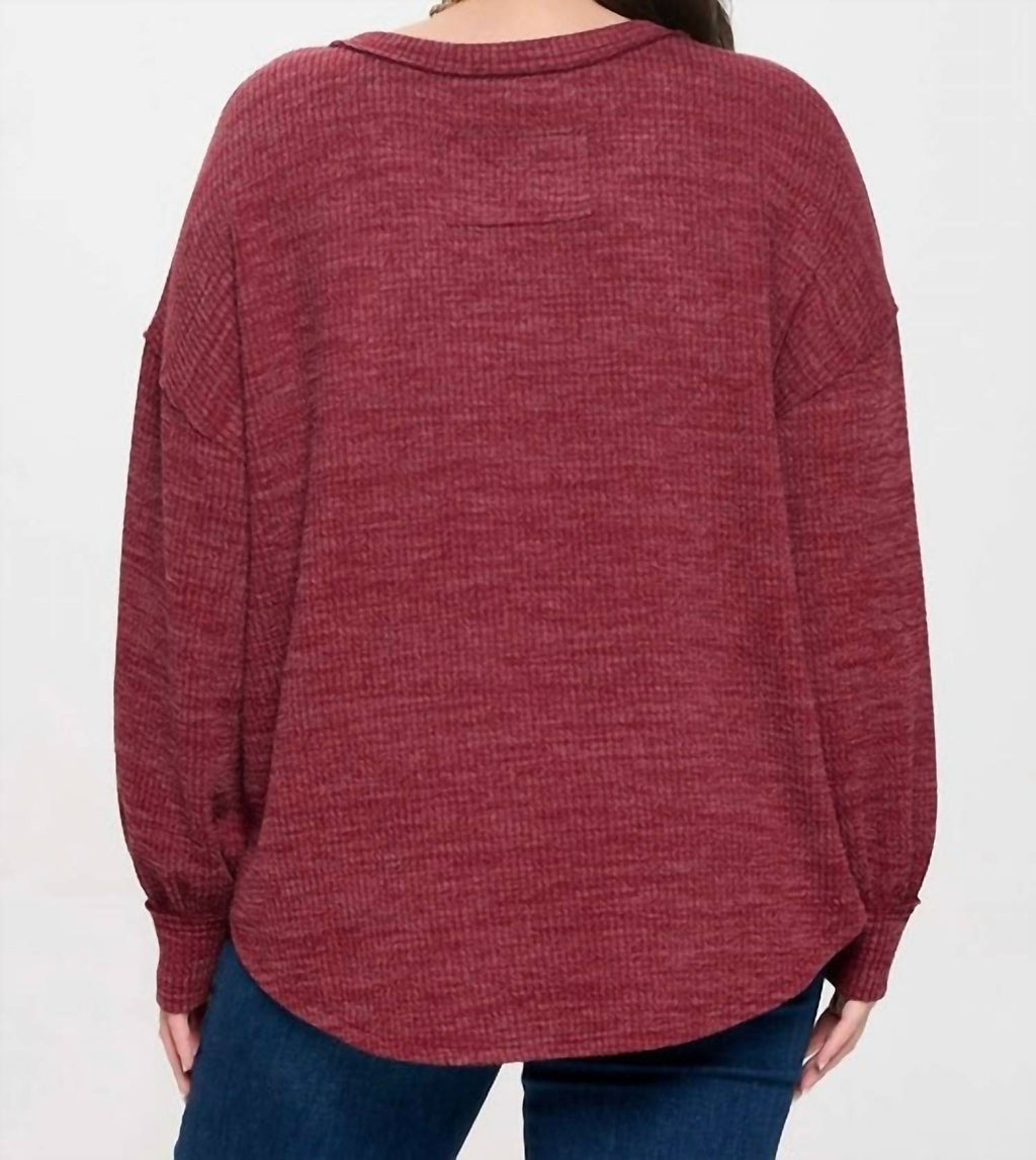 Wendy Long Sleeve Top In Wine