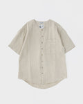 Linen Collarless S/S Shirt / Checked