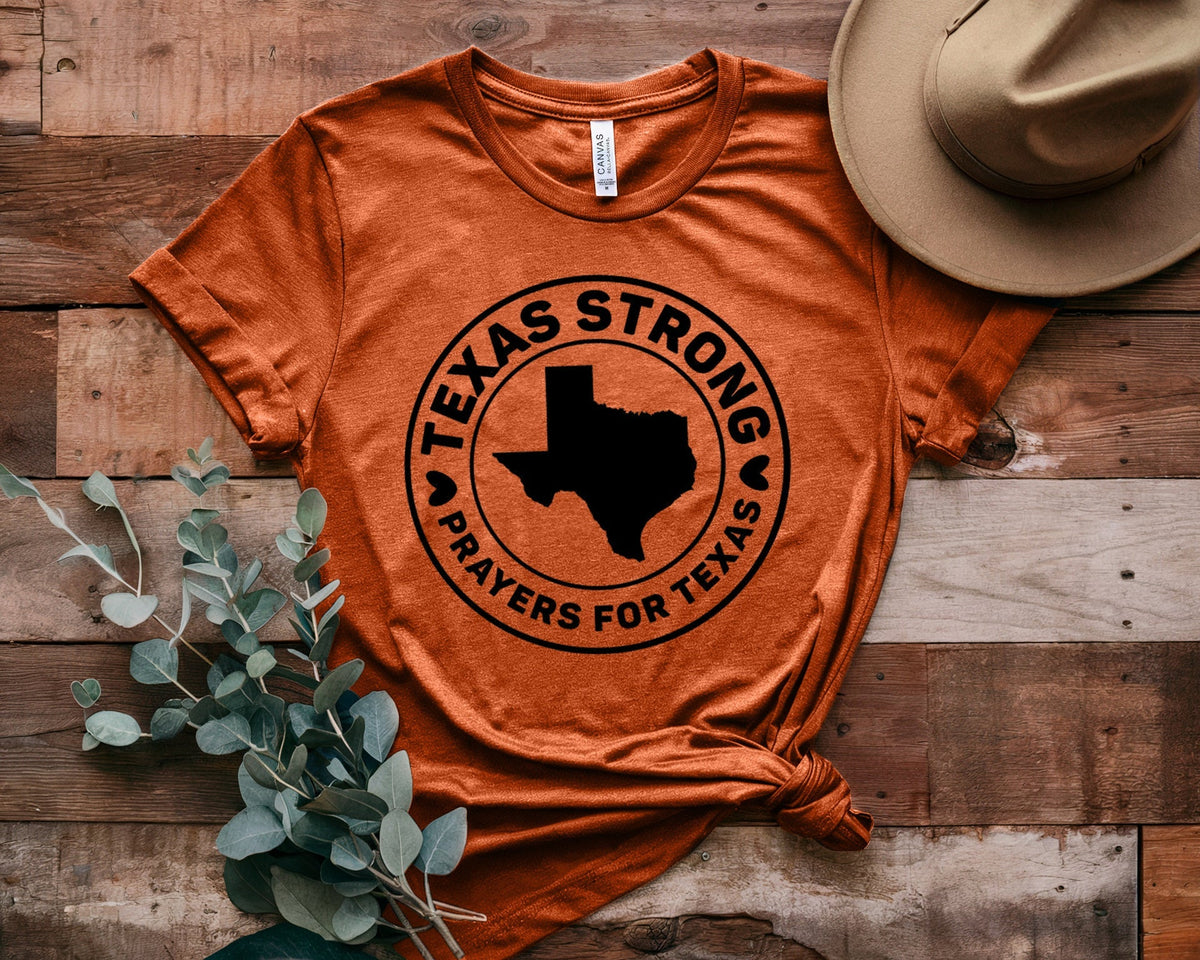 Texas Strong Pray Heat Printed T-Shirt