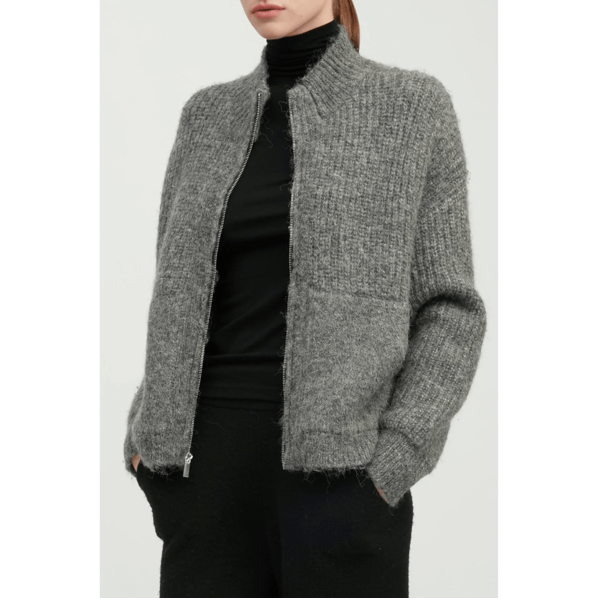 Alpaca Bomber Zip Cardigan