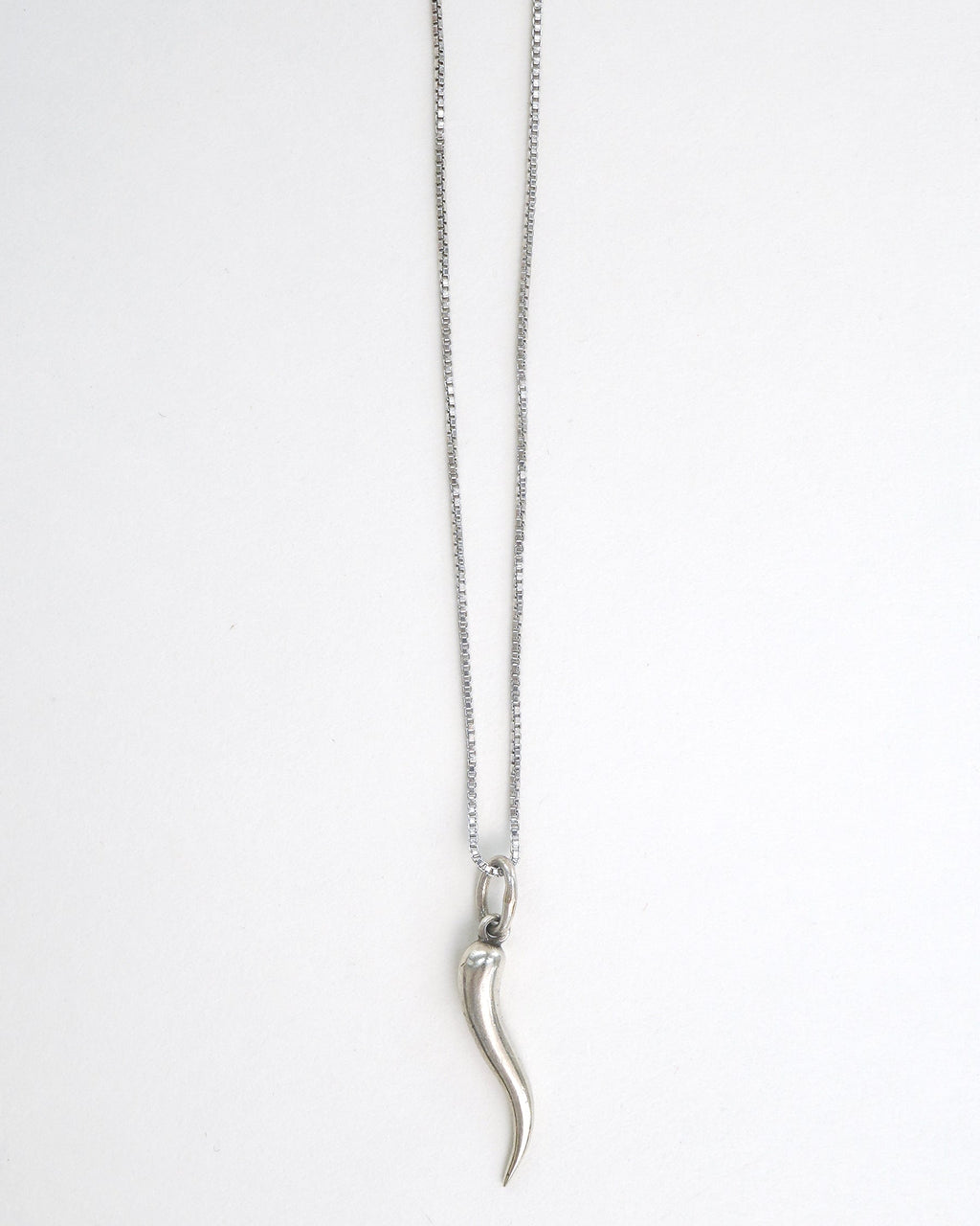Silver Chain Necklace w/ Horn Charm
