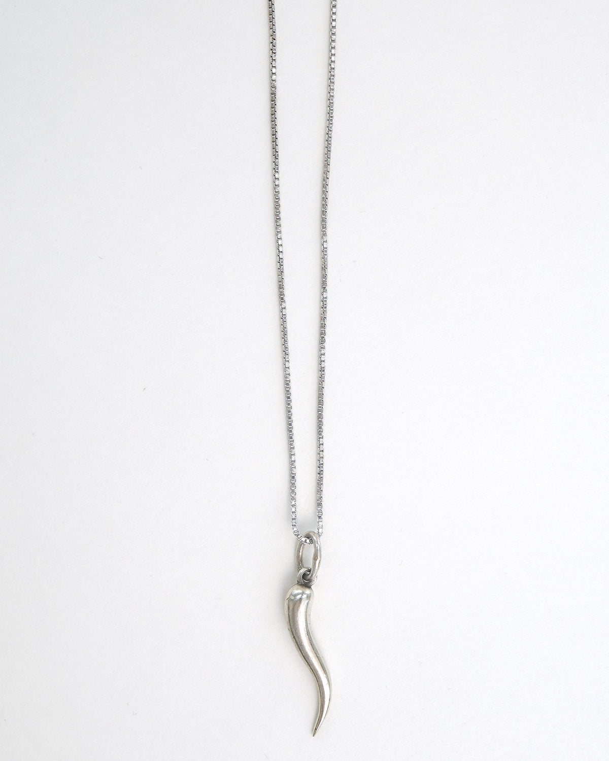 Silver Chain Necklace w/ Horn Charm