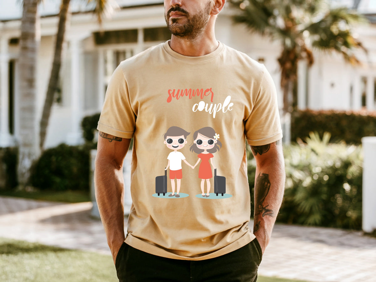 Couple On Vacation Men's Round Neck Loose Short Sleeve