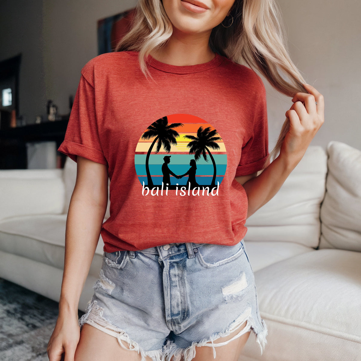 Couple On Vacation Women's Cartoon Cute Short Sleeves