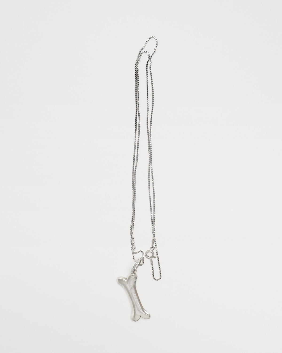 Silver Chain Necklace w/ Dog Bone Charm