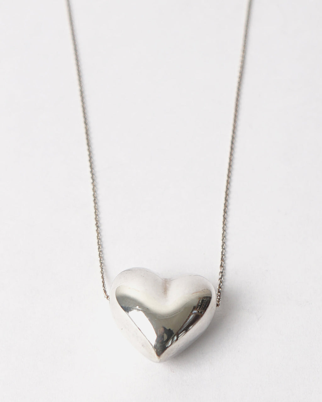 Silver Puffy Heart Necklace