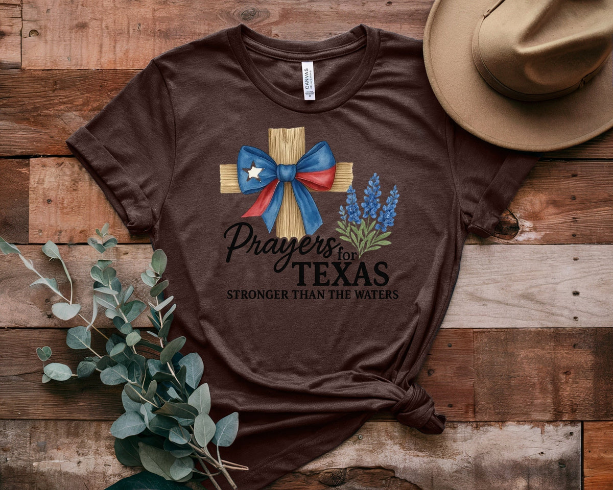 Texas Strong Pray Heat Printed T-Shirt
