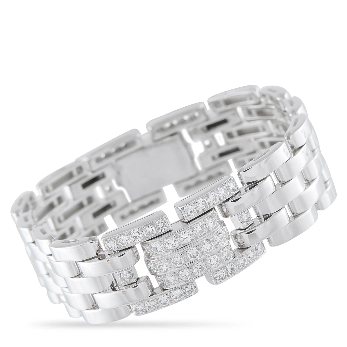 Cartier Panthere 18K White Gold 4.25ct Diamond Bracelet CA02-100526