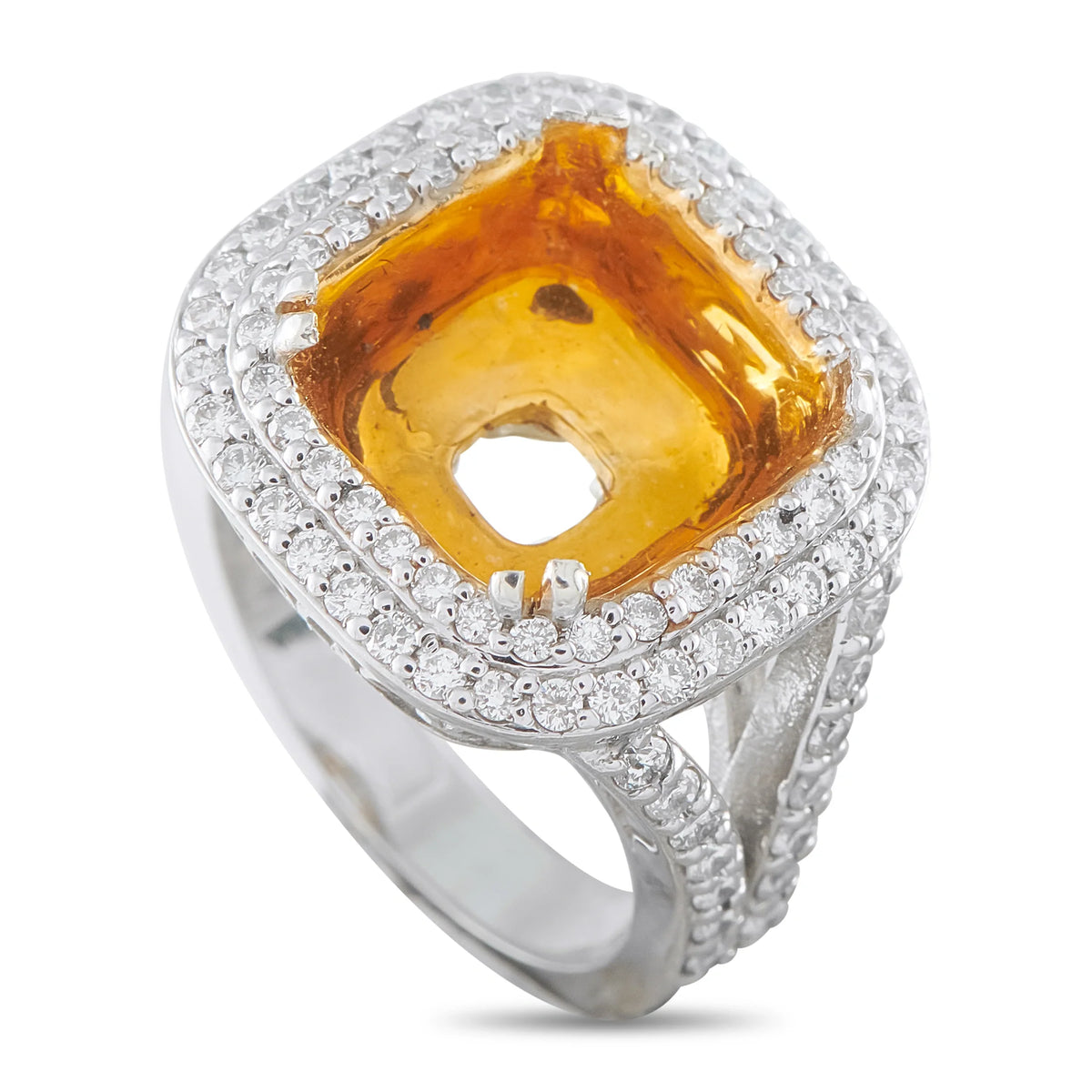 LB Exclusive Platinum and 18K Yellow Gold 0.80ct Diamond Halo Mounting Ring MF13-082026