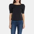 Elisabetta Franchi Black Stretch Crepe Short Sleeve Blouse