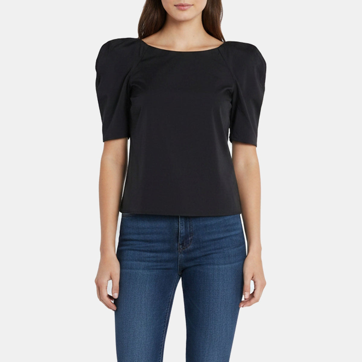 Elisabetta Franchi Black Stretch Crepe Short Sleeve Blouse