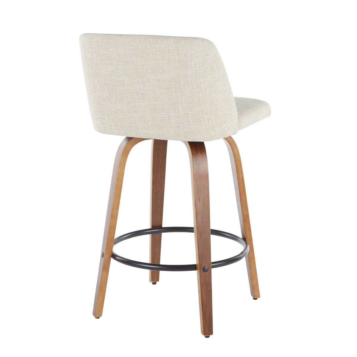 Upholstered Counter Stools with Wooden Legs- Set of 2