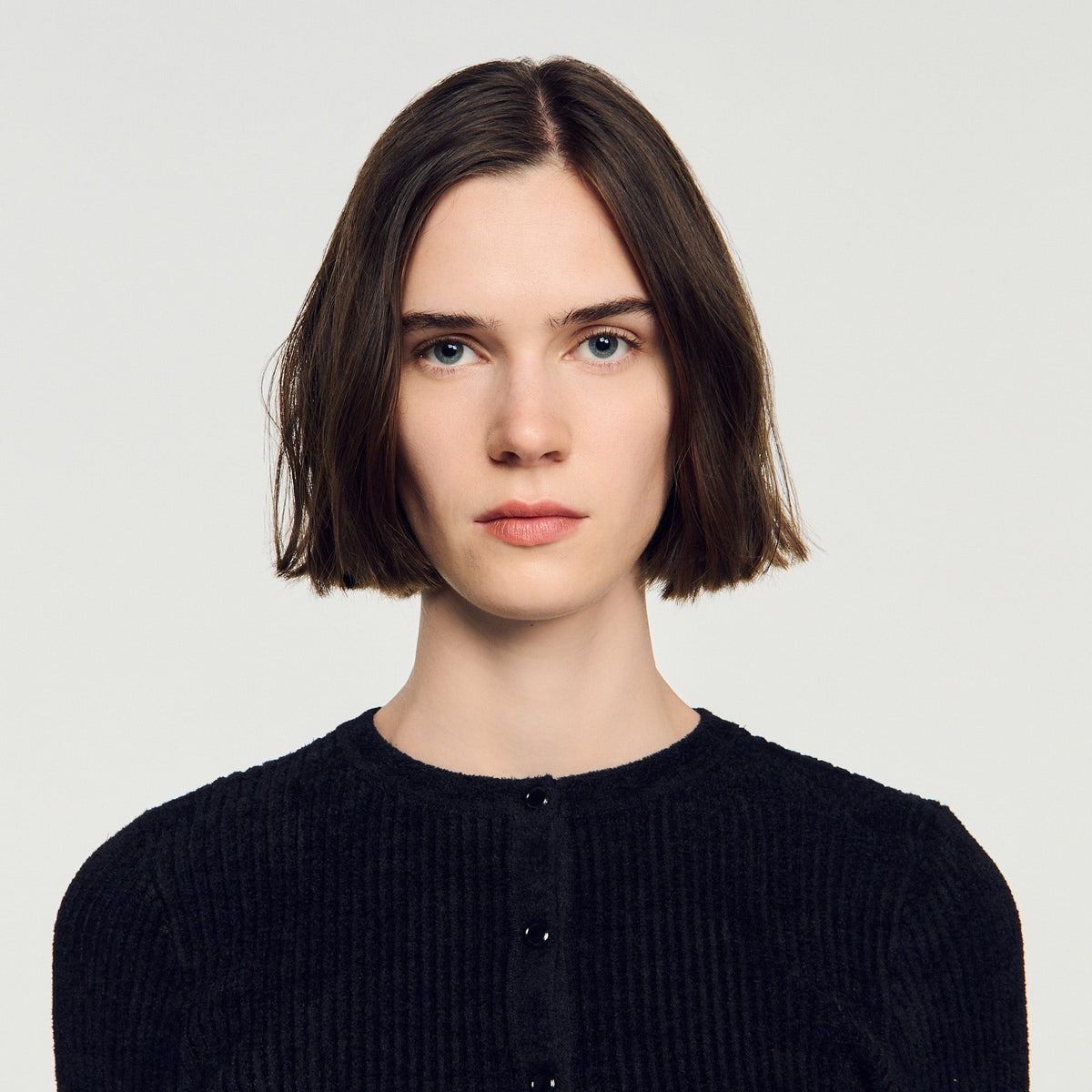 Velvet knit cropped cardigan
