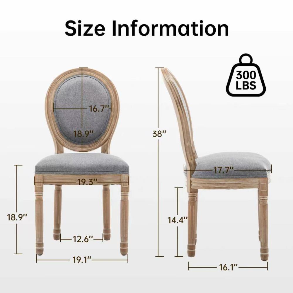 Farmhouse Solid Wood Dining Chairs with Cushioned Linen Seats and Backrests